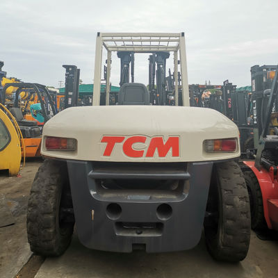 10 tonnellate di carrello elevatore di 3 metri TCM FD100 usato con motore diesel e lunghezza di forcella di routine