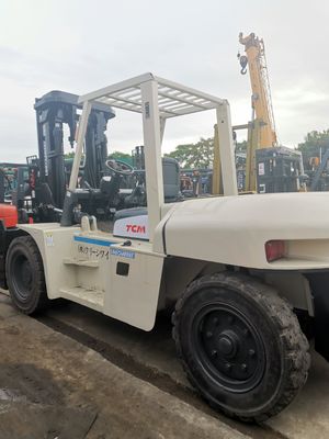 10 tonnellate di carrello elevatore di 3 metri TCM FD100 usato con motore diesel e lunghezza di forcella di routine