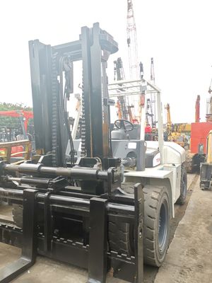 10 tonnellate di carrello elevatore di 3 metri TCM FD100 usato con motore diesel e lunghezza di forcella di routine